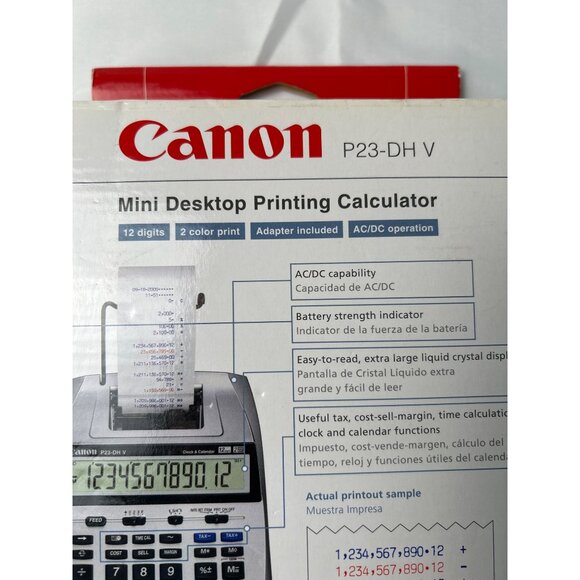 Canon P23-Dh V Mini Desktop Printing Calculator With 2 Color Print & Ac/Dc Power - Picture 5 of 8